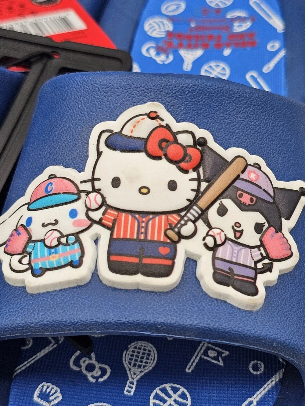 Sanrio Hello Kitty Cinamonroll Kuromi Baseball Cushion Slide Sandal Blue KIDS